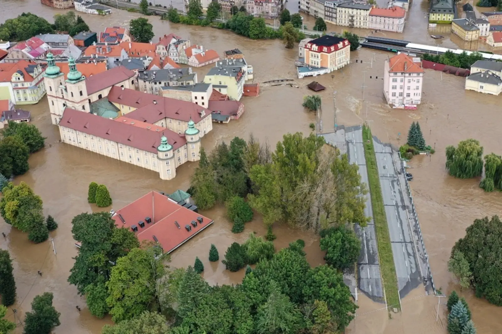 Flooded town
