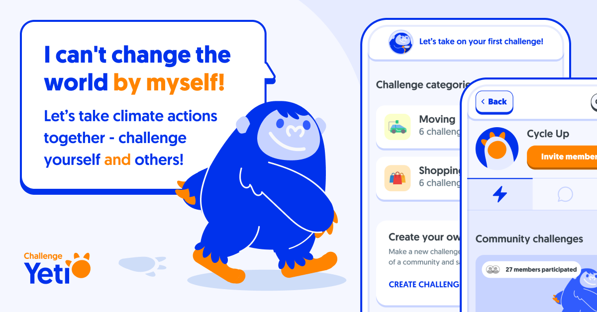 Challenge Yeti app interface with instructions.