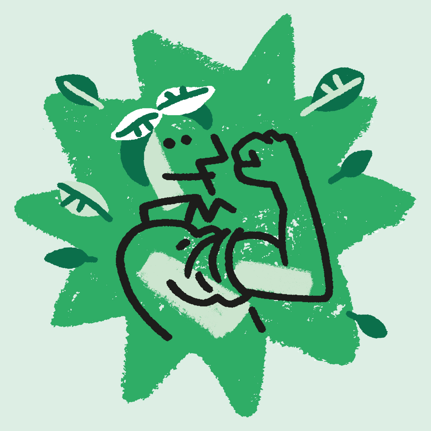Graphic image in the style of Rosie the Riveter showing a woman flexing her arm