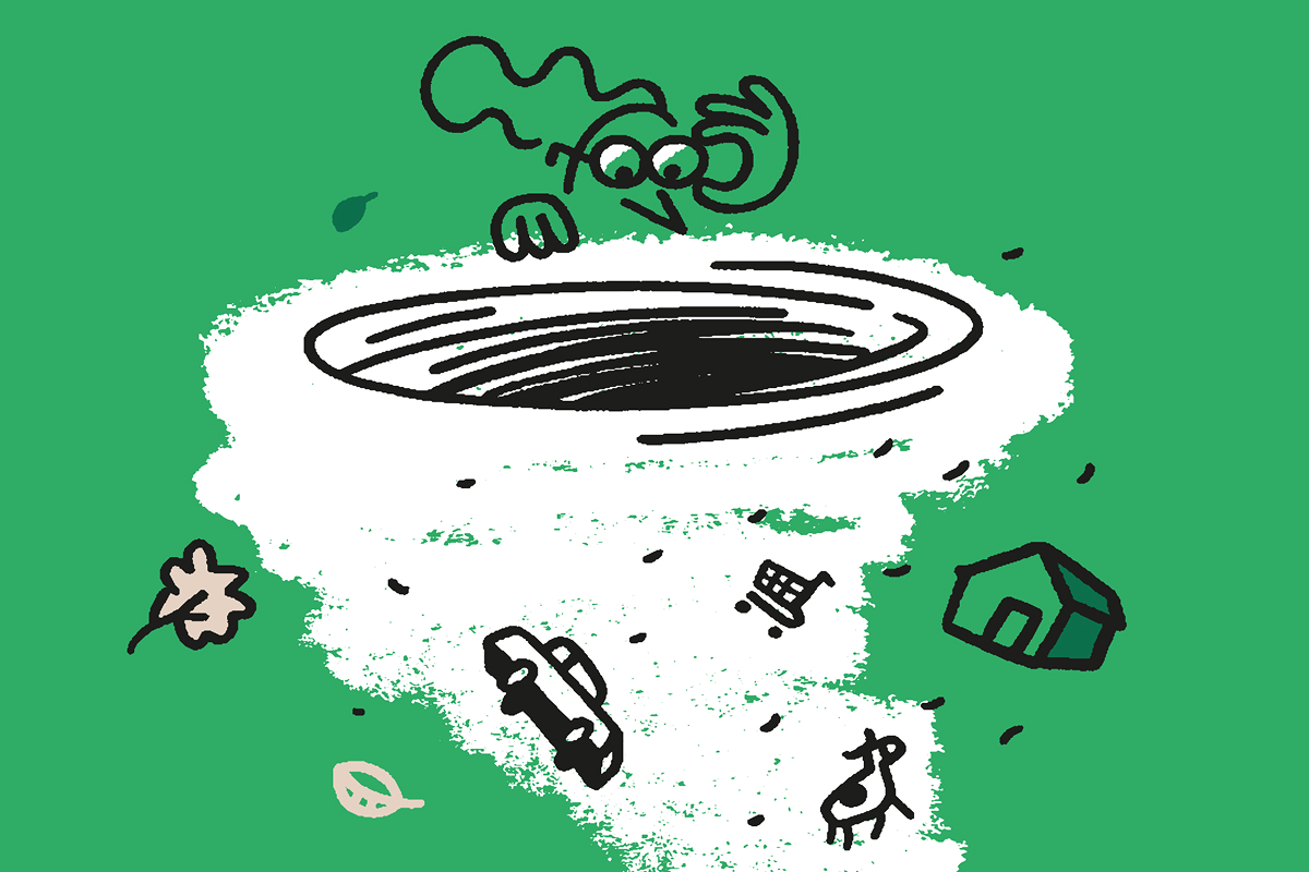 Graphic representation of a whirlwind