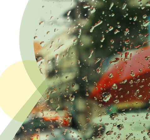 Close up image of rain on a window