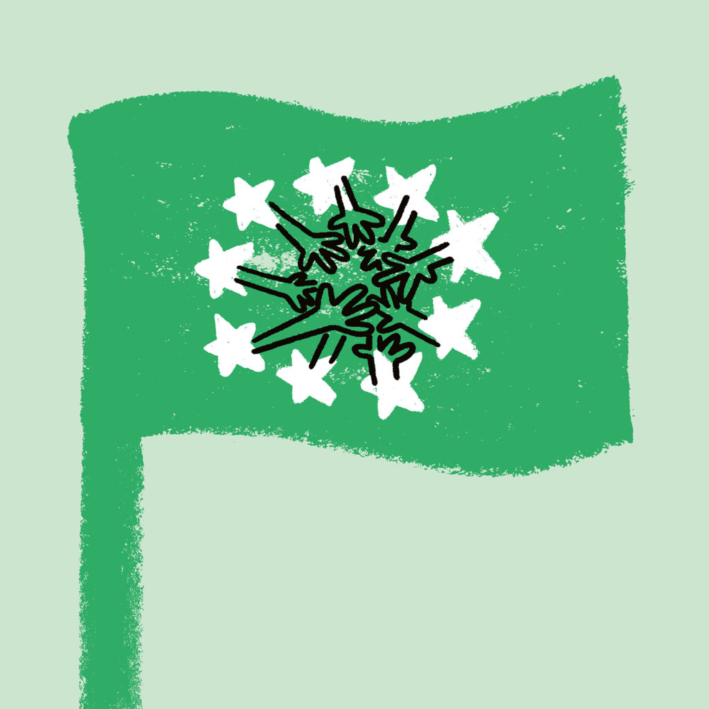 Flag with stars and hands